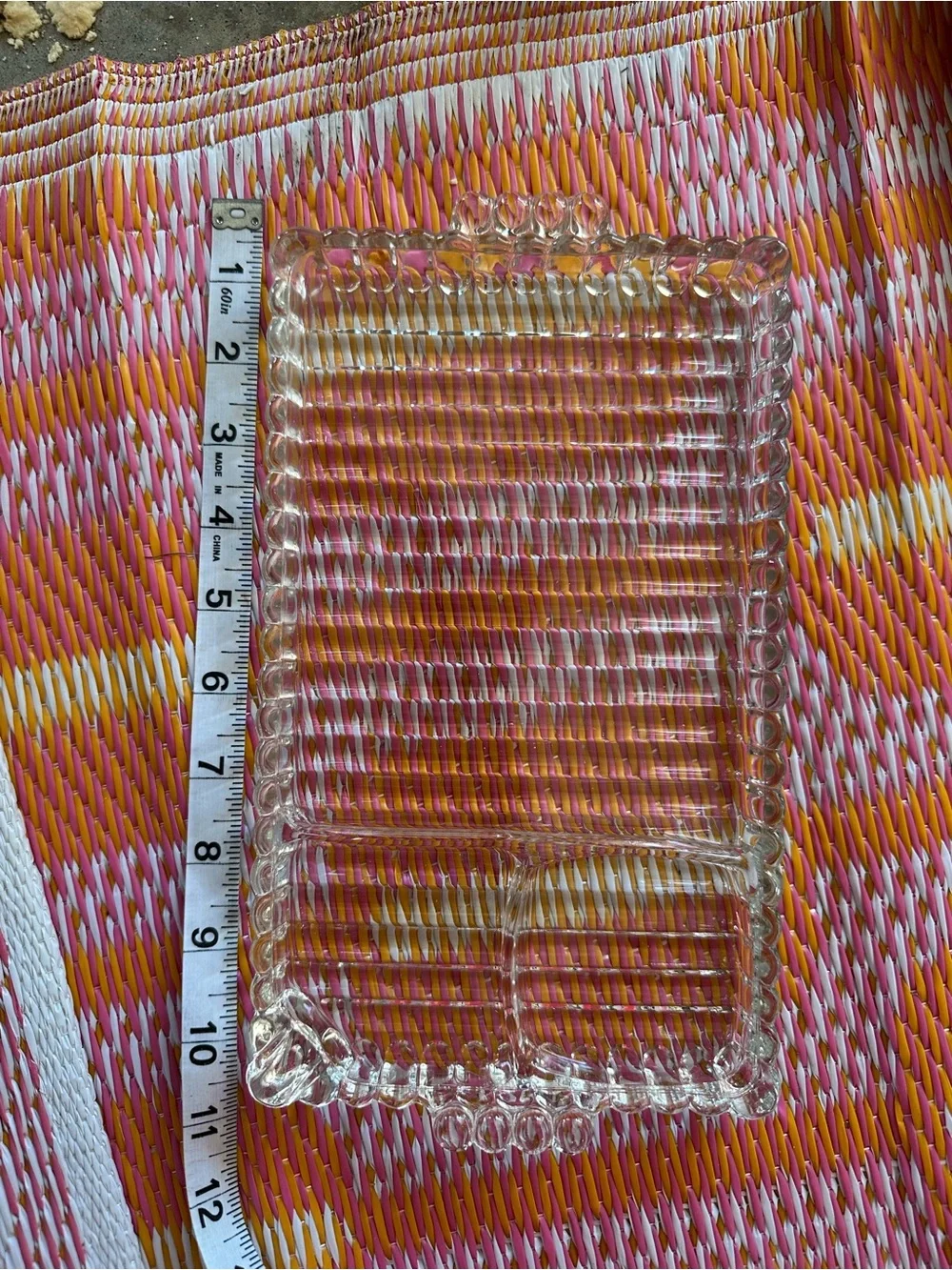 Vintage hazel atlas Clear Glass Sectioned Serving Tray with glass